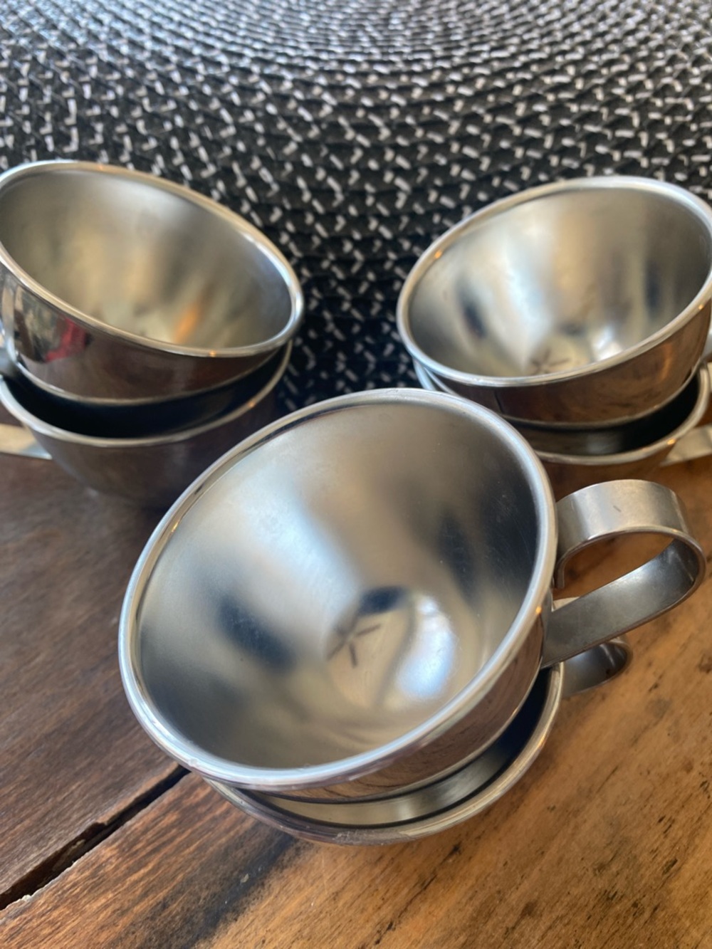 Pottery Barn Silver Metal Tea Cups - Set of 6